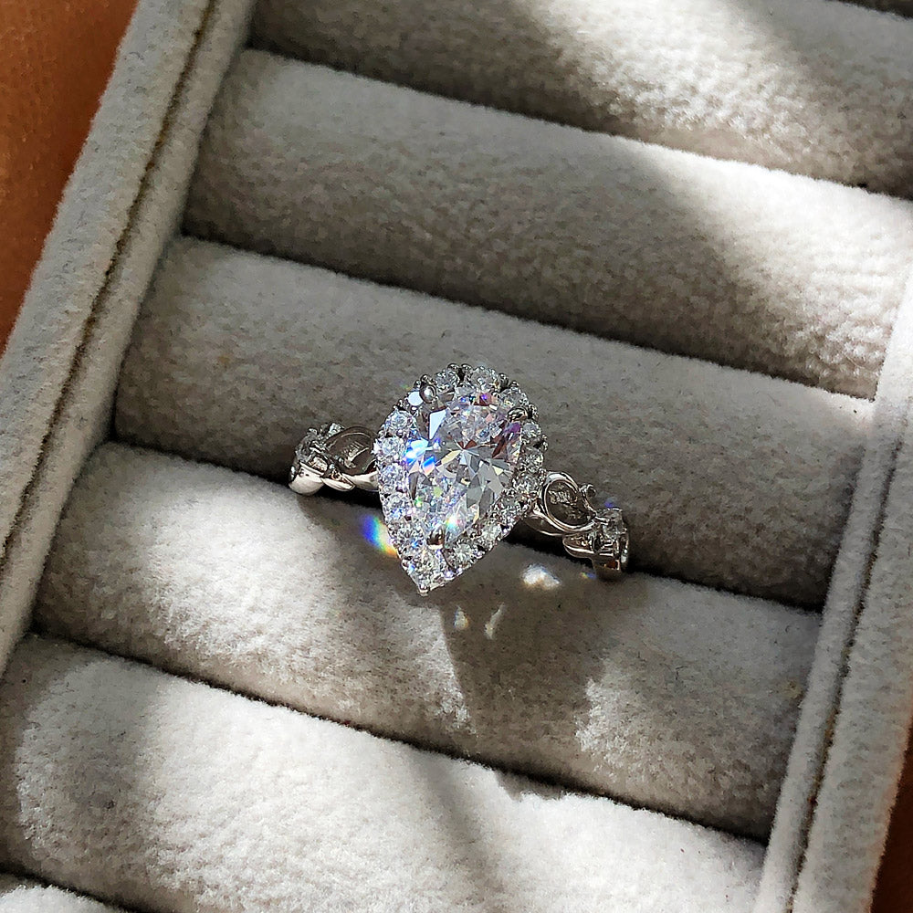 Flatlay view of Filigree Halo CZ Ring in Sterling Silver, 7 of 10