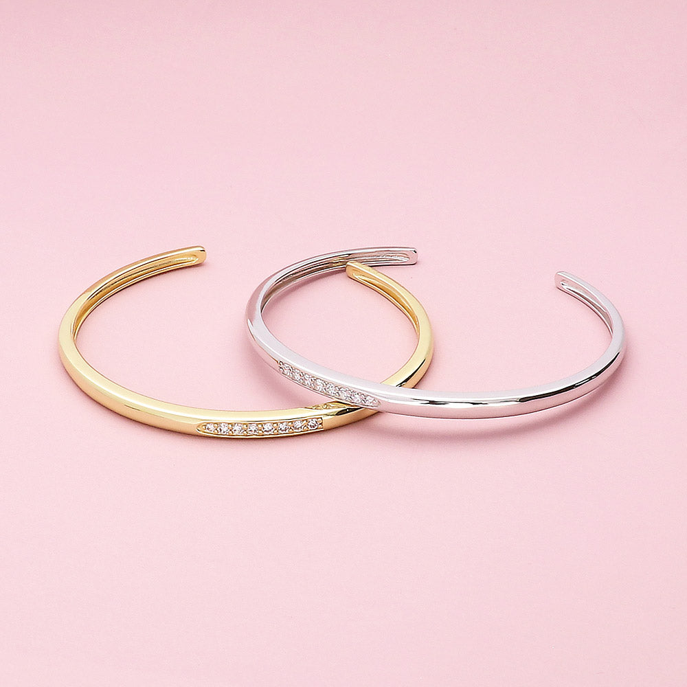 Flatlay view of CZ Cuff in Sterling Silver