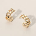Flatlay view of Cable Rope Small Half Hoop Earrings 0.8 inch, Gold-tone