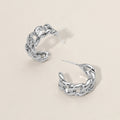 Flatlay view of Cable Rope Small Half Hoop Earrings 0.8 inch, Silver-tone