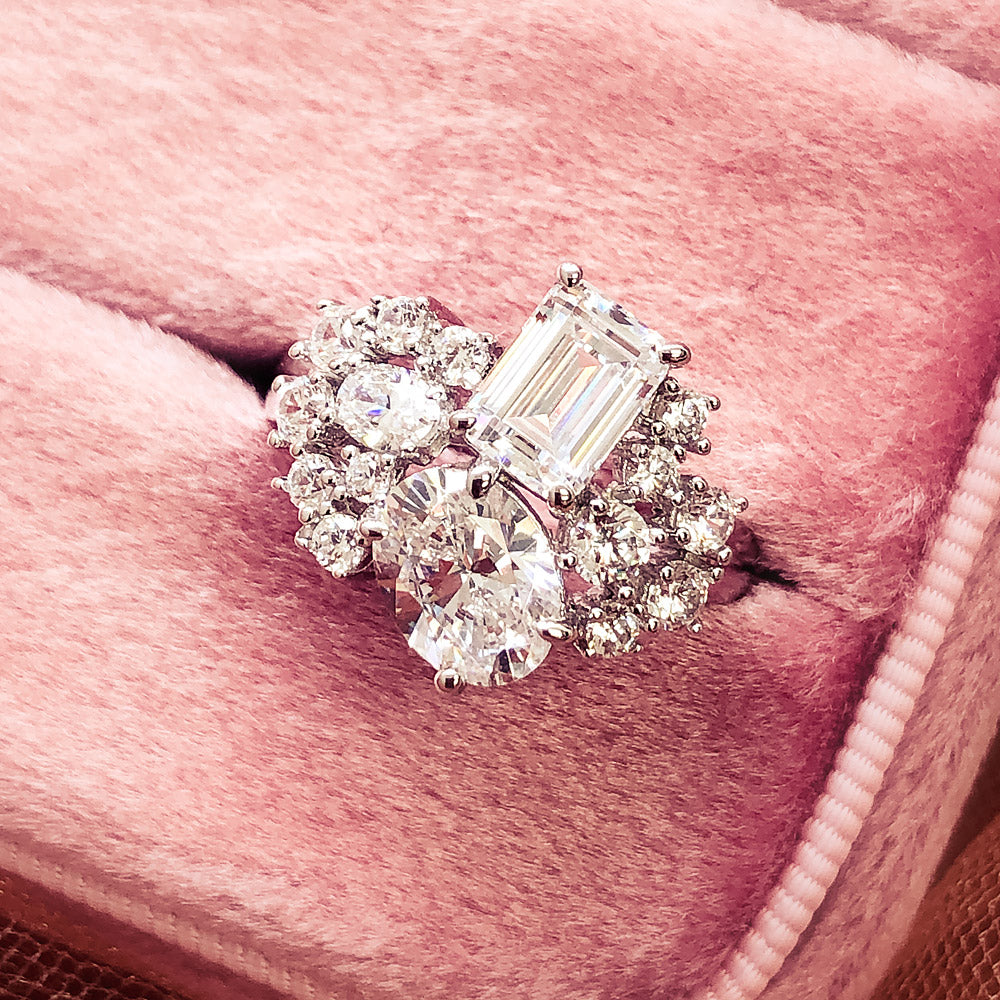 Flatlay view of Cluster CZ Ring in Sterling Silver, 7 of 10