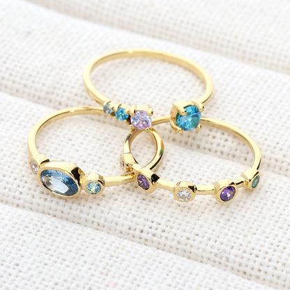 5-Stone CZ Band in Gold Flashed Sterling Silver