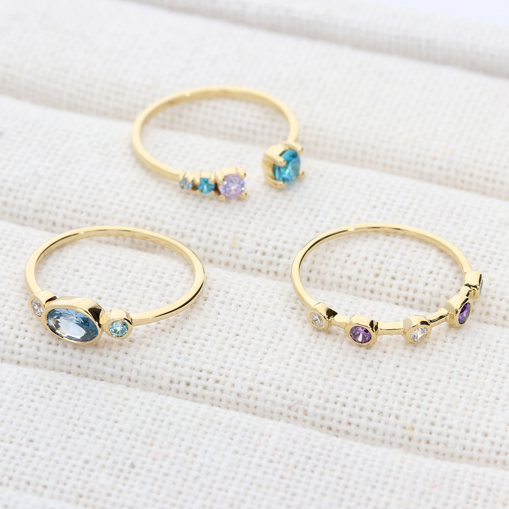 5-Stone Band Ring, Bypass Band Ring, East-West Ring