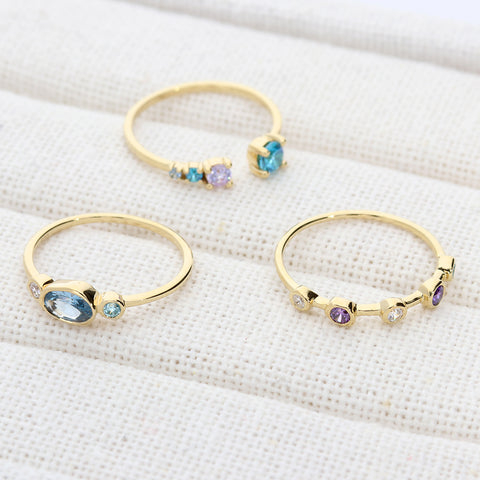 5-Stone Band Ring, Bypass Band Ring, East-West Ring