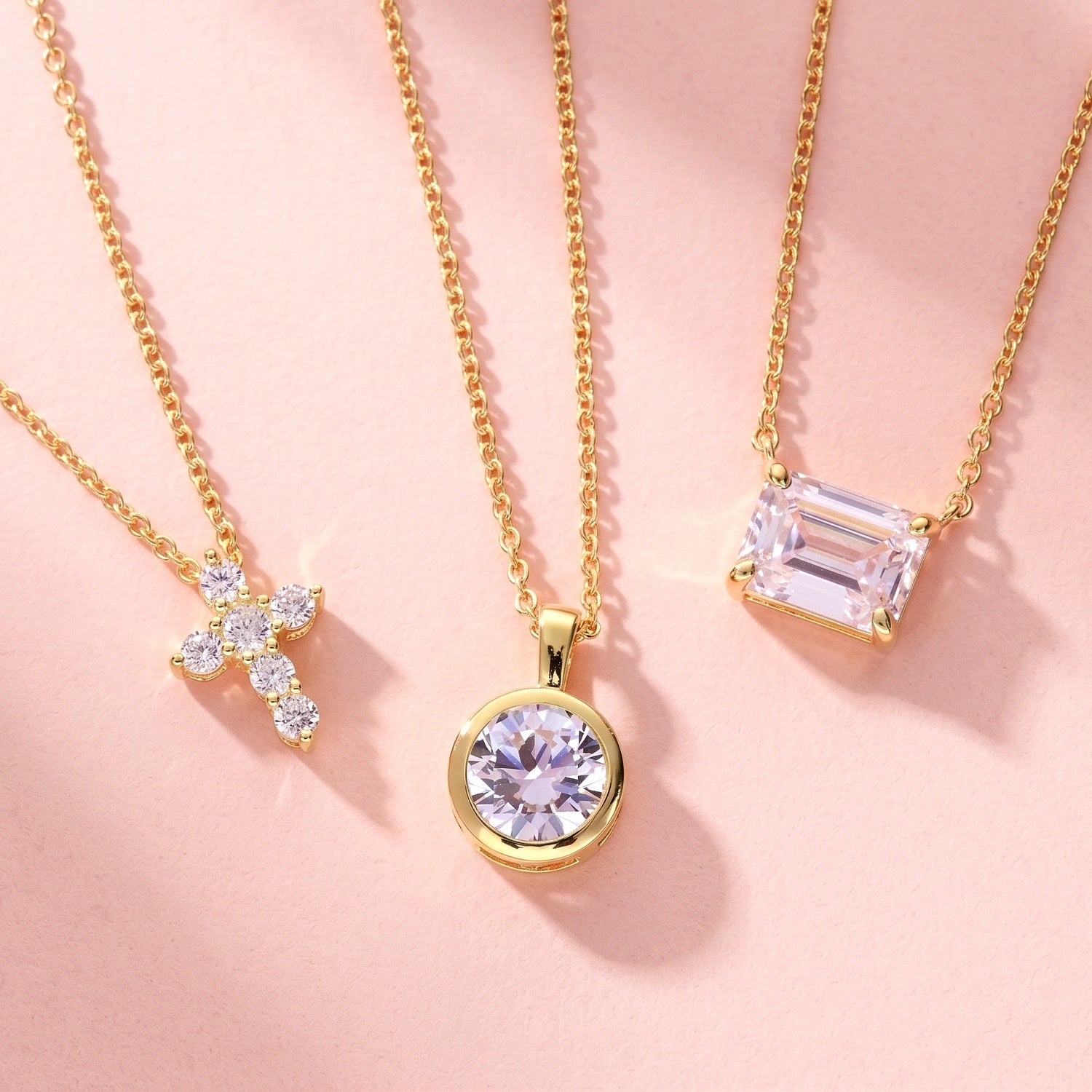Sterling Silver Solitaire East-West Emerald Cut CZ Necklace #N1591
