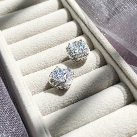 Halo Stud Earrings Style E1092-01 in Flatlay Display