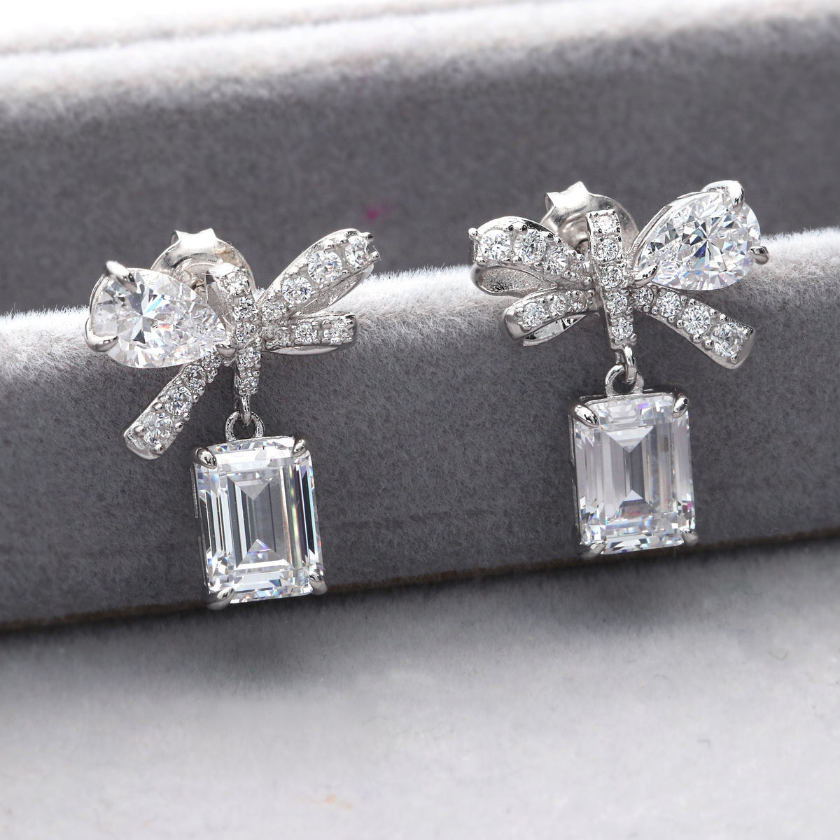 Ribbon Dangle Earrings Style E1909-01 in Flatlay Display
