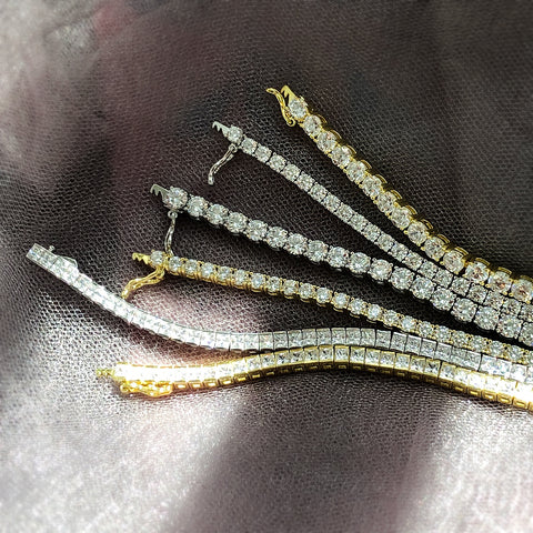 Tennis Bracelet Style B351-03-01, Tennis Bracelet Style B351-04-01 in Flatlay Display