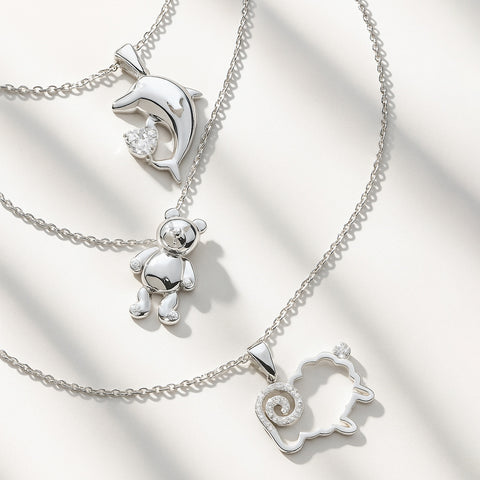 Bear Pendant Necklace, Dolphin Pendant Necklace, Sheep Pendant Necklace
