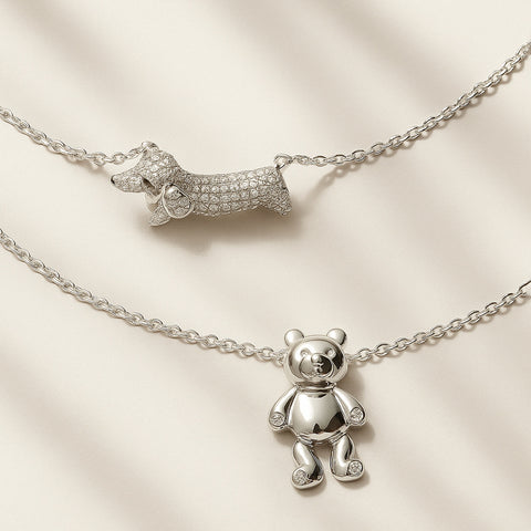 Bear Pendant Necklace, Puppy Pendant Necklace