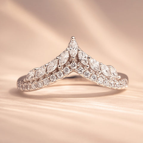 Wishbone Curved Half Eternity Ring