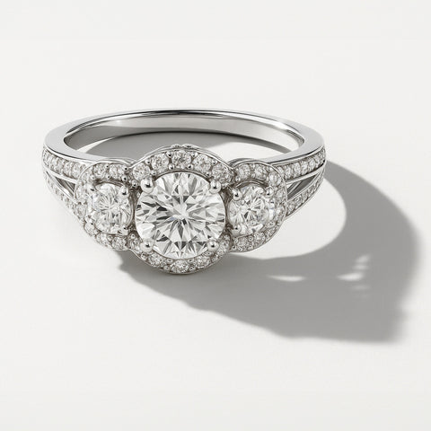 3-Stone Split Shank Ring