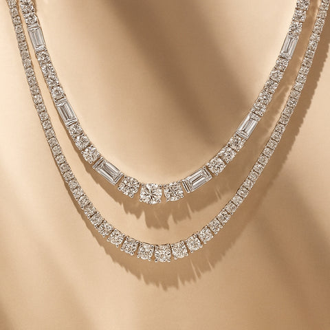 Art Deco Tennis Necklace, Graduated Tennis Necklace