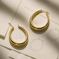 Teardrop Hoop Earrings 1.4 inch, Gold-tone