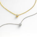 Angle view of Solitaire Bezel CZ Necklace in Sterling Silver