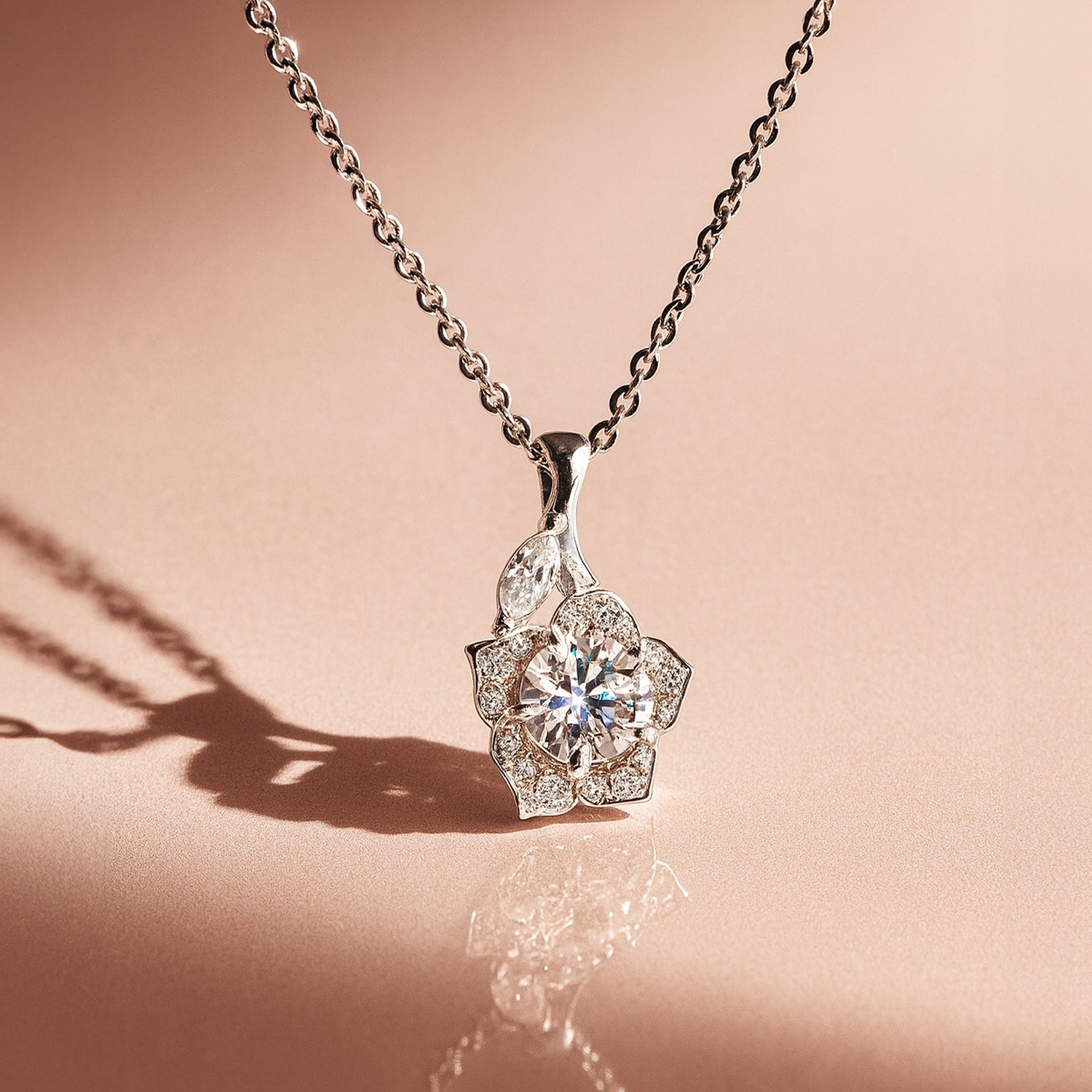 Flower Halo CZ Necklace and Earrings in Sterling Silver, 6 of 10