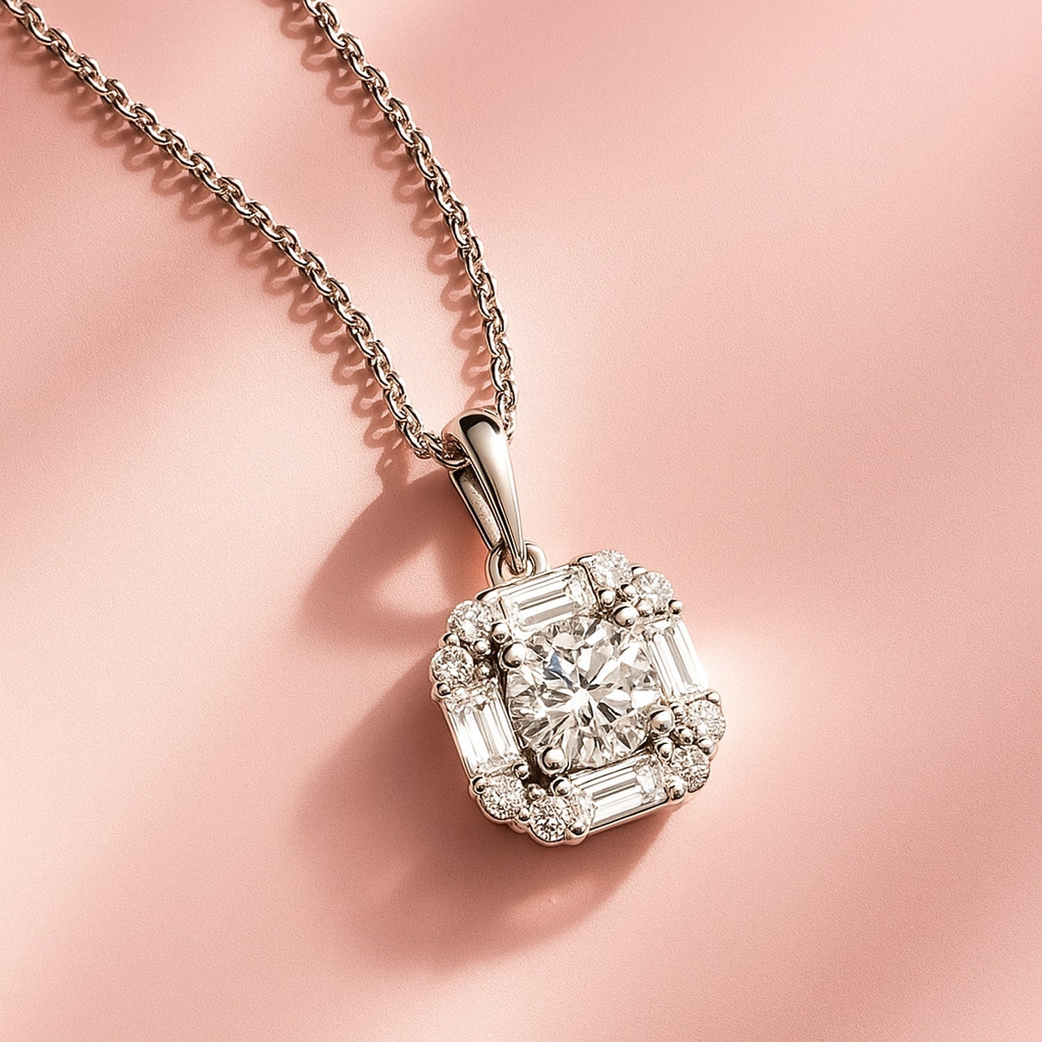 Halo Art Deco CZ Necklace and Earrings in Sterling Silver, 11 of 13