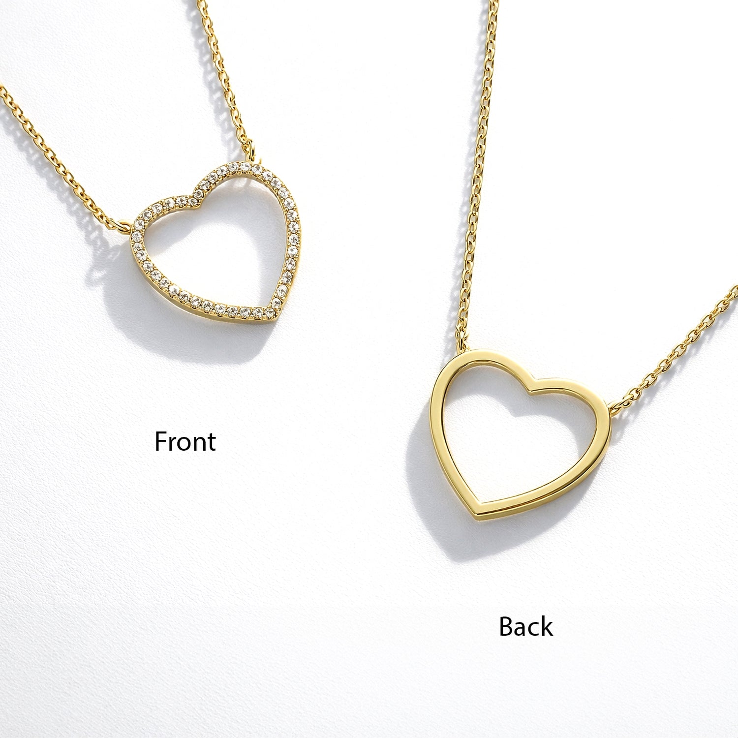 Sterling Silver Open Heart Cubic Zirconia Pendant Necklace #N1718