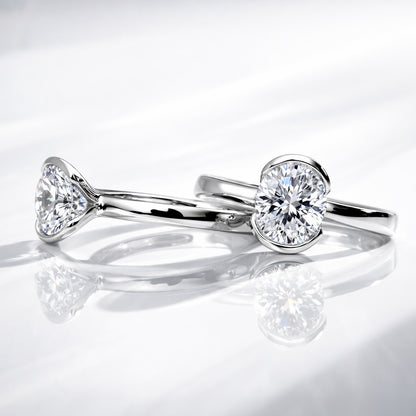 Solitaire 2ct Bezel CZ Ring in Sterling Silver