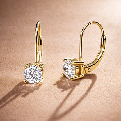 Solitaire CZ Earrings in Gold Flashed Sterling Silver, 2 Pairs