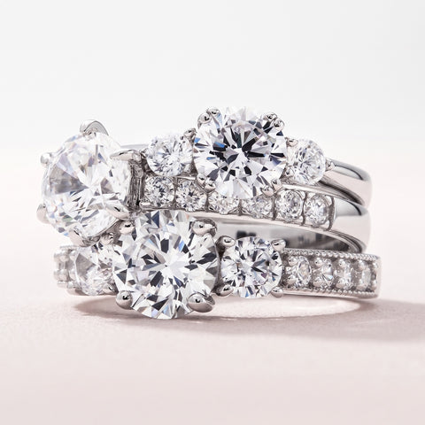 3-Stone Ring, Solitaire with Side Stones Ring