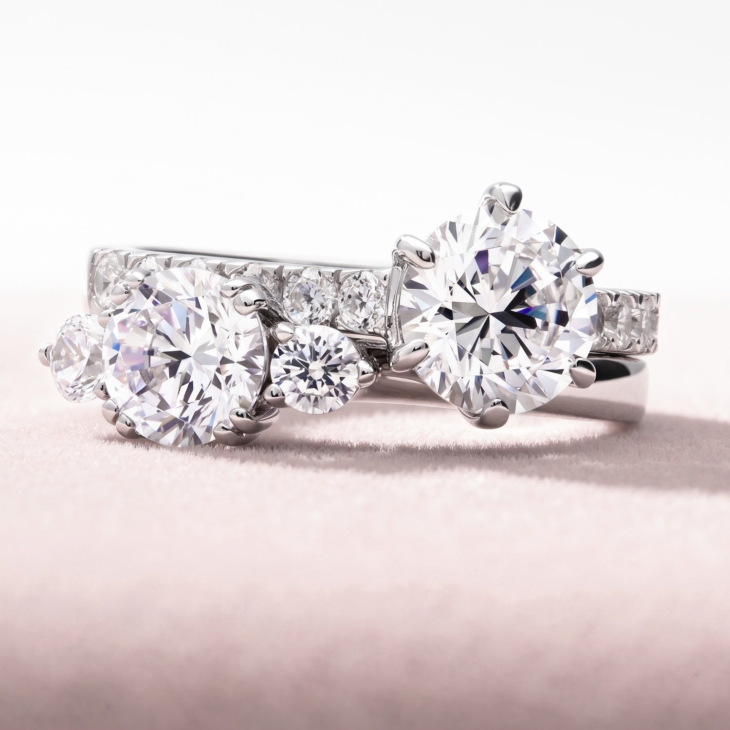 3-Stone Ring, Solitaire with Side Stones Ring