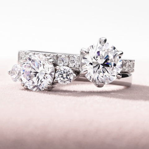 3-Stone Ring, Solitaire with Side Stones Ring