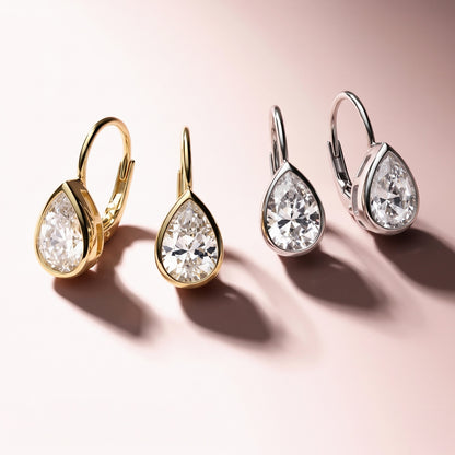 Solitaire CZ Earrings in Gold Flashed Sterling Silver, 2 Pairs