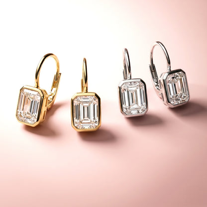 Solitaire CZ Earrings in Gold Flashed Sterling Silver, 2 Pairs