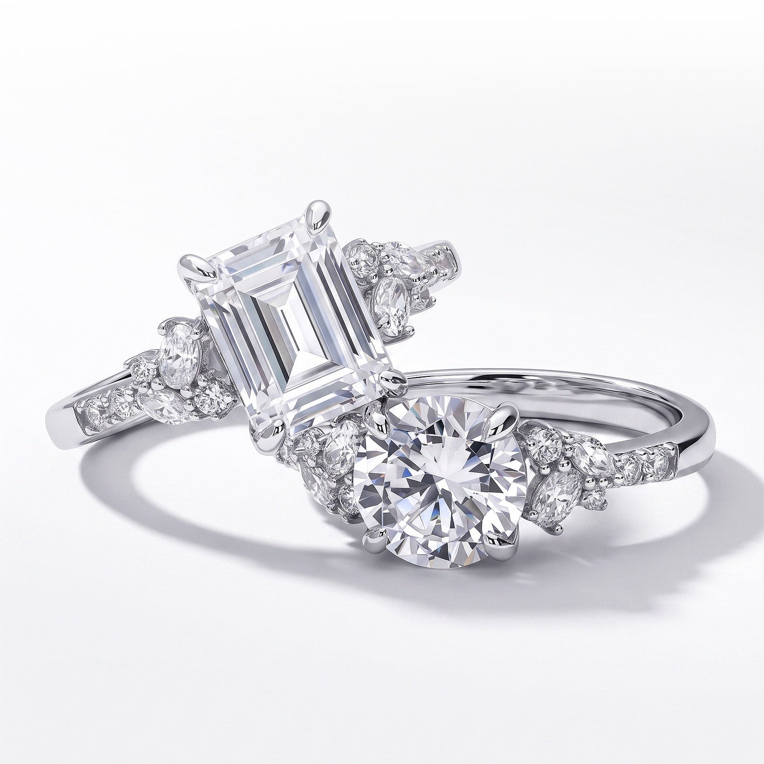 Alternate view of Flower Cluster CZ Ring in Sterling Silver, 5 of 6