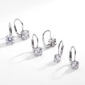 Alternate view of Solitaire CZ Leverback Earrings in Sterling Silver, Rhodium Plated, 7mm, Default Title