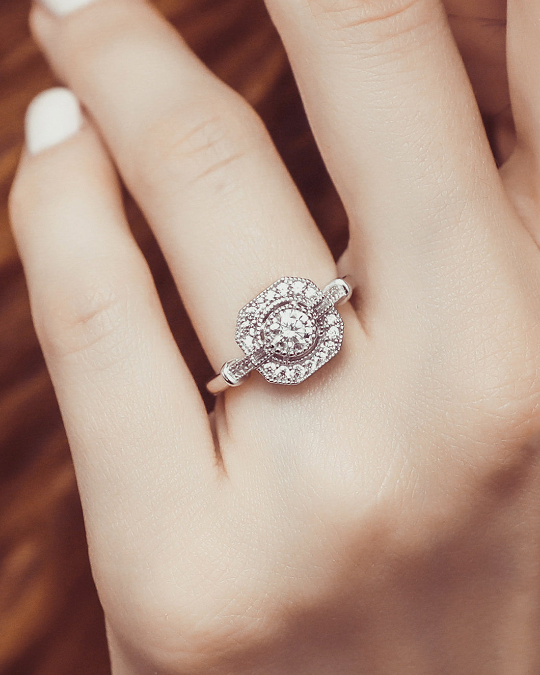 Art deco style ring on a finer
