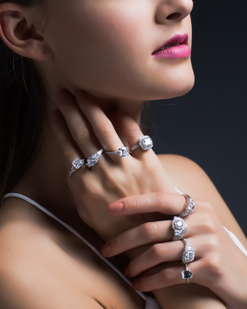 Model Wearing Engagement Rings 
