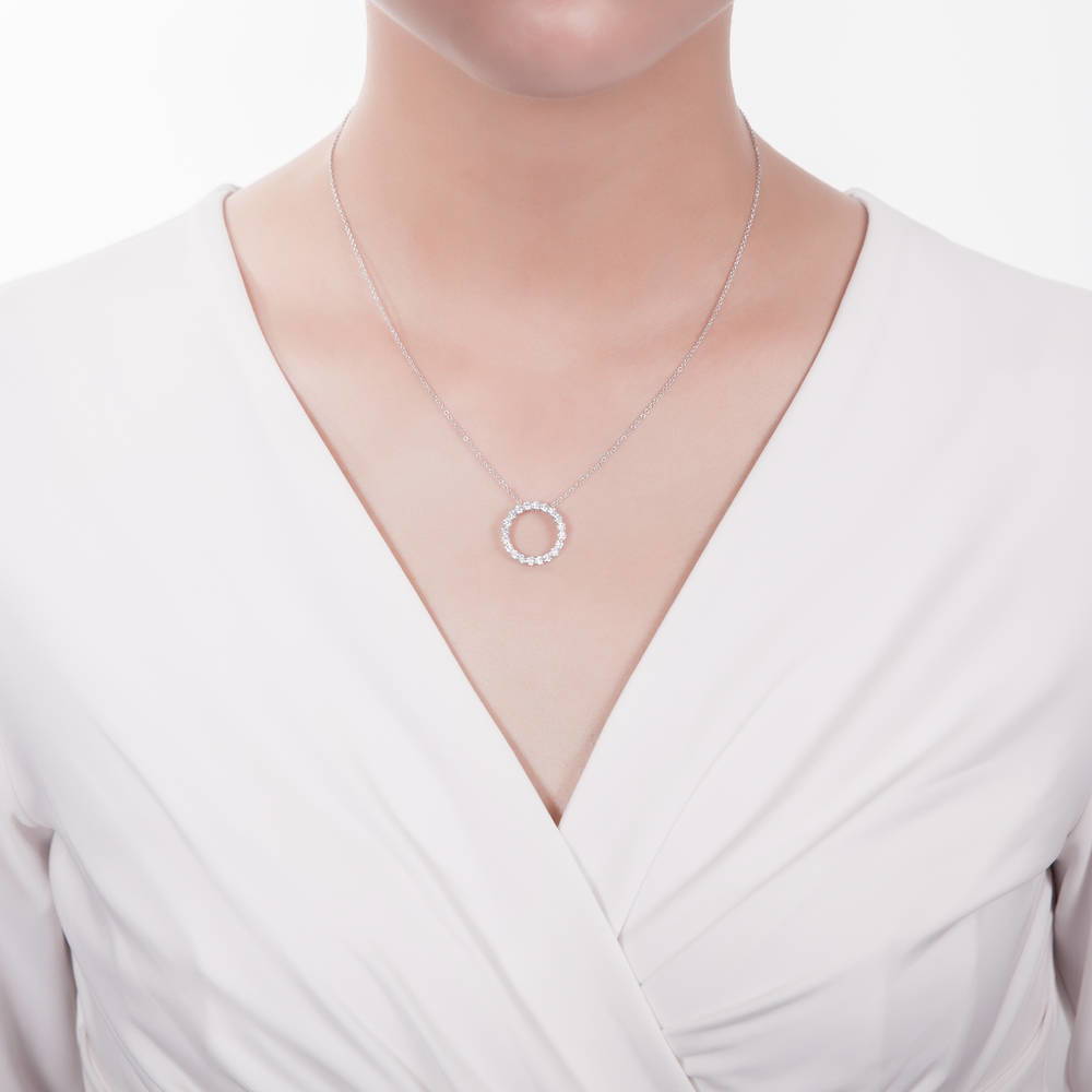 Circle CZ  Pendant Necklace