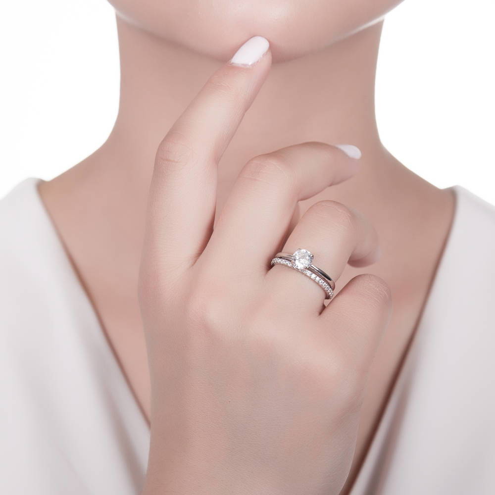 Pave CZ Eternity Ring in Sterling Silver