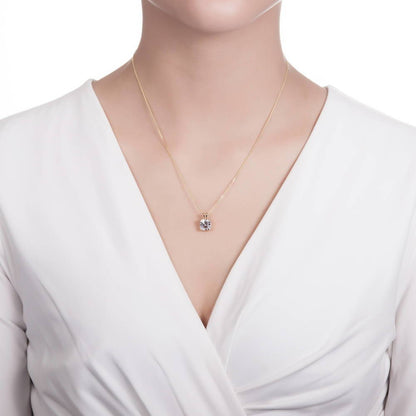 Solitaire CZ Layered Necklace Set in Gold Flashed Sterling Silver