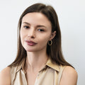 Model wearing CZ Hoop Earrings in Gold Flashed Sterling Silver 0.9-1 inch, 2 Pairs, 2-Pair Set, 1 inch
