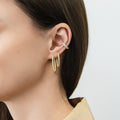 Model wearing CZ Ear Cuff Cartilage Earrings in Sterling Silver, 2 Pairs, Style 3