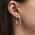 Model wearing CZ Hoop Earrings in Gold Flashed Sterling Silver 0.9-1 inch, 2 Pairs, 2-Pair Set, 1 inch