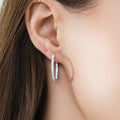 Model wearing CZ Hoop Earrings in Gold Flashed Sterling Silver 0.9-1 inch, 2 Pairs, 2-Pair Set, 0.9 inch
