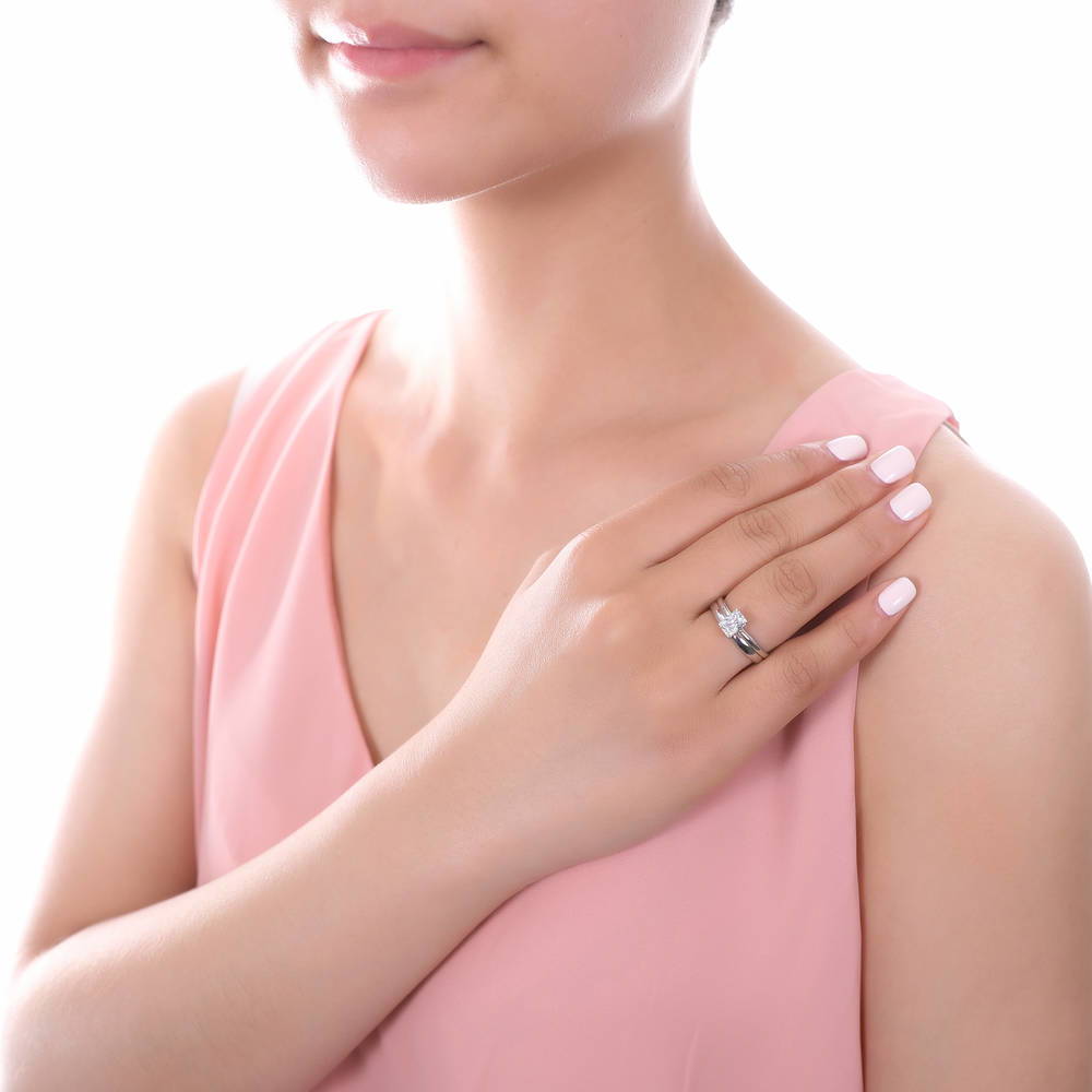 Model wearing Band in Sterling Silver, 17 of 20