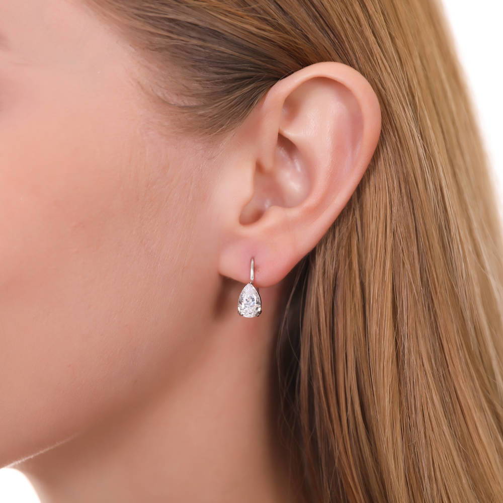 Solitaire CZ Earrings in Gold Flashed Sterling Silver, 2 Pairs