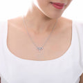 Model wearing Zodiac CZ Pendant Necklace in Sterling Silver, Aquarius