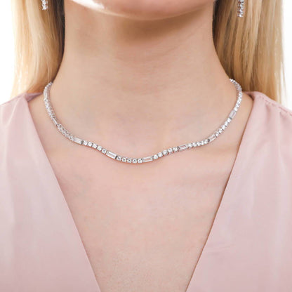 Art Deco CZ Tennis Necklace