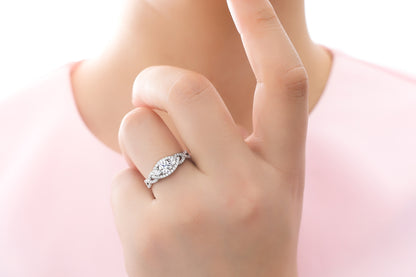 6. Woven Twisted 3-Stone Engagement Ring