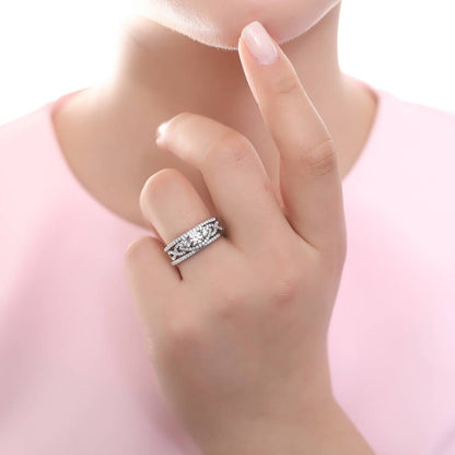 3-Stone Woven 0.45ct CZ Ring in Sterling Silver