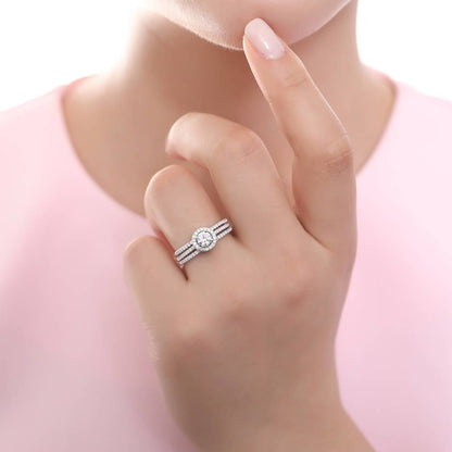 Halo CZ Ring in Sterling Silver