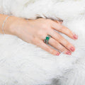 Model wearing Station CZ Station Bracelet in Sterling Silver, Rhodium Plated, Green