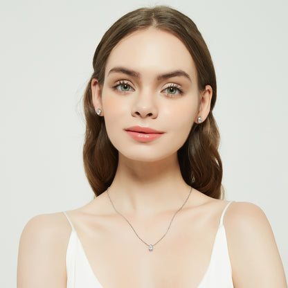 Solitaire 0.8ct Bezel Pear CZ Necklace in Sterling Silver