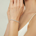 Model wearing Bar CZ Tennis Bracelet in Sterling Silver, Clear Color